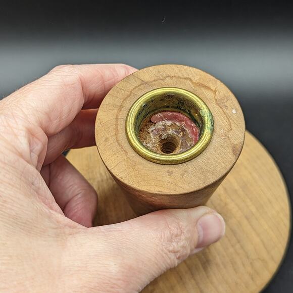 Pair 2 VTG Ellingson Myrtlewood wood Mid Century Modern MCM candlestick holders - Picture 5 of 13